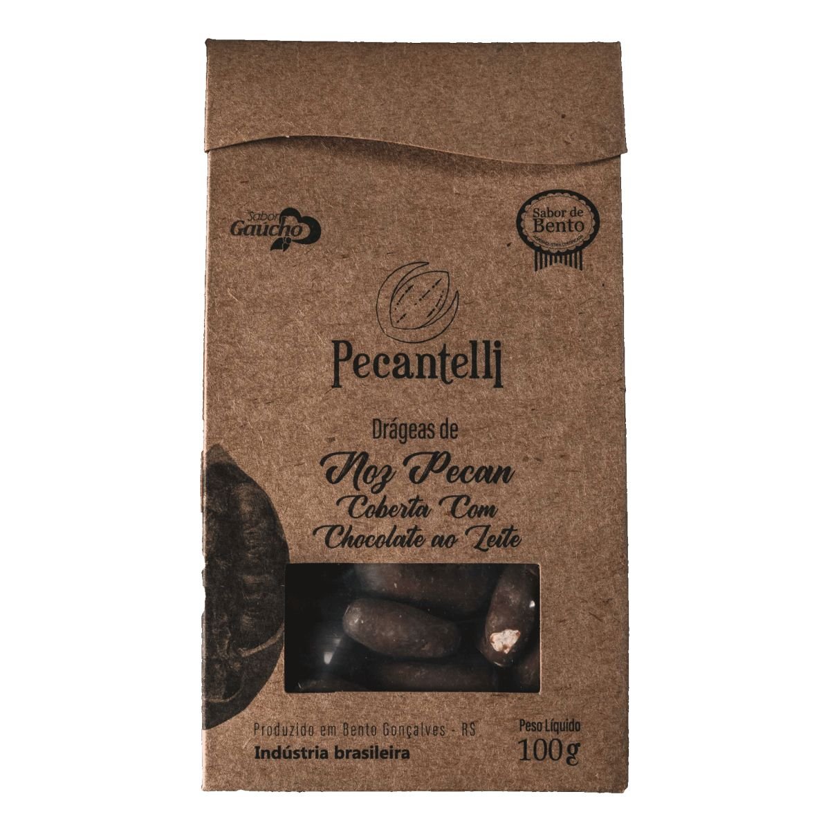 DRAGEAS DE NOZES COM CHOCOLATE AO LEITE 44% CACAU 100G