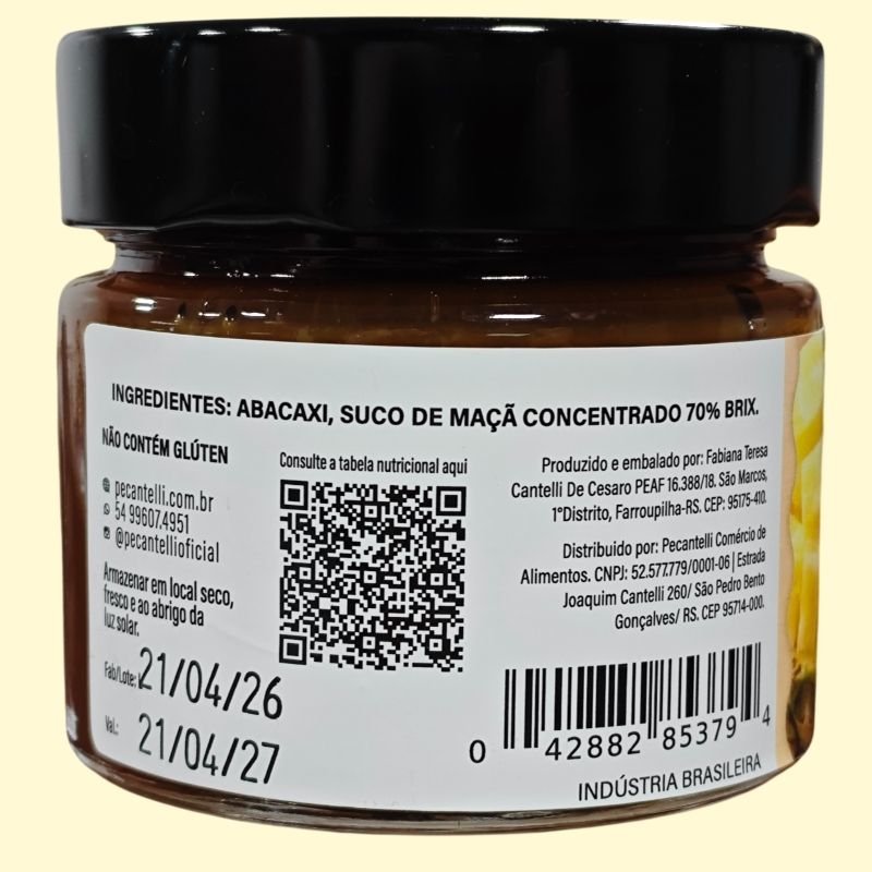 GELEIA DE ABACAXI SEM AÇUCAR 220G