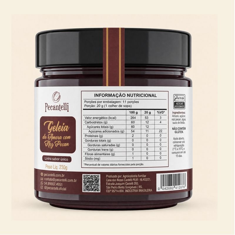 GELEIA DE AMORA COM NOZ PECAN 220G