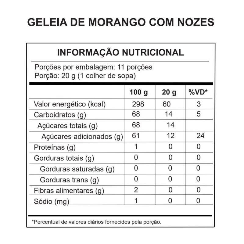 GELEIA DE MORANGO COM NOZES 220G
