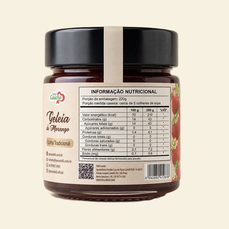 GELEIA DE MORANGO SEM AÇUCAR 220G
