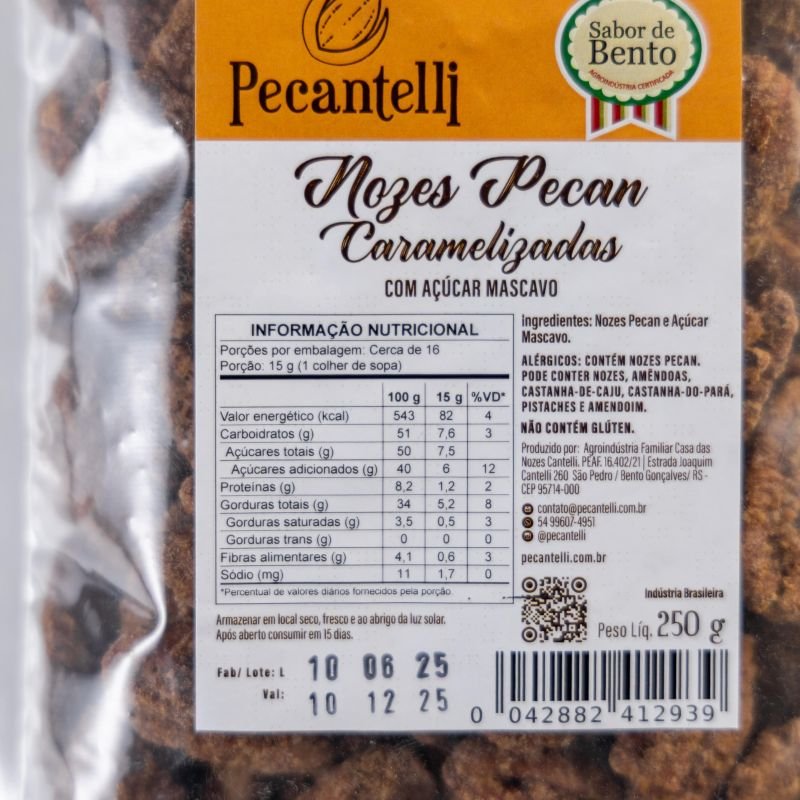 NOZ PECAN CARAMELIZADA MASCAVO 250G