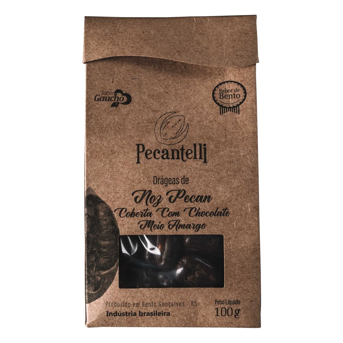 DRAGEAS DE NOZES COM CHOCOLATE MEIO AMARGO 66% CACAU 100G