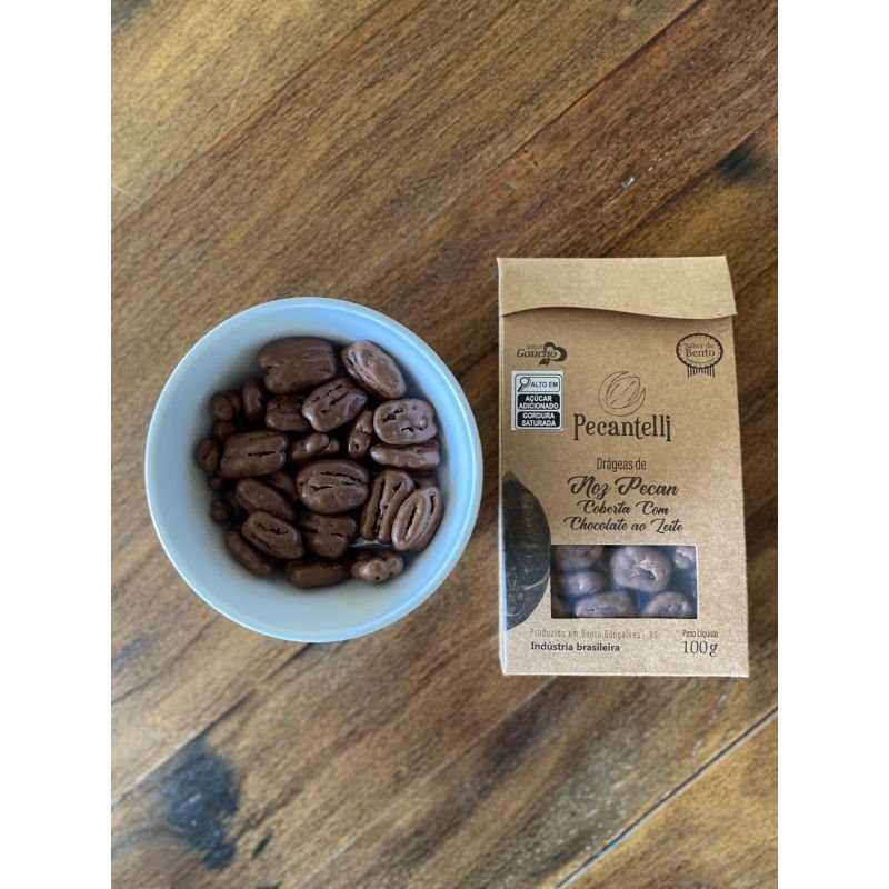 DRAGEAS DE NOZES COM CHOCOLATE MEIO AMARGO 66% CACAU 100G