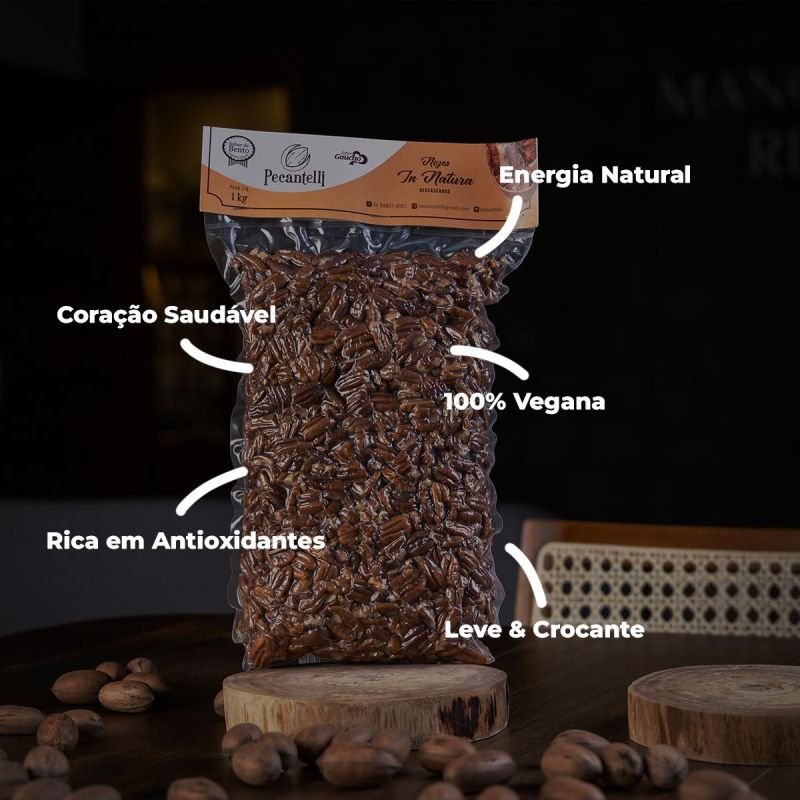 NOZ PECAN IN NATURA PEDAÇOS 1KG