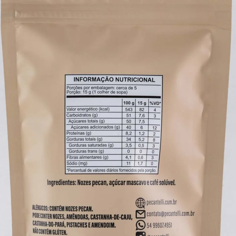 NOZES CARAMELIZADA MASCAVO E CAFE 80G