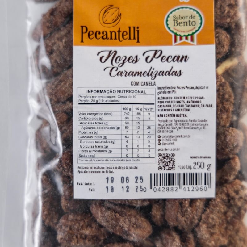 NOZES PECAN CARAMELIZADAS COM CANELA 250G